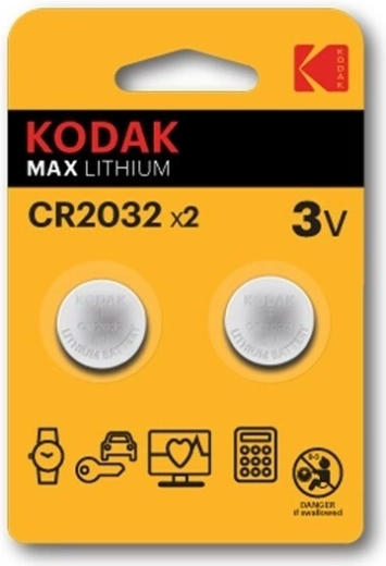 Λιθίου κουμπωτή μπαταρία KODAK CR2032 3 V, 2 τεμ.