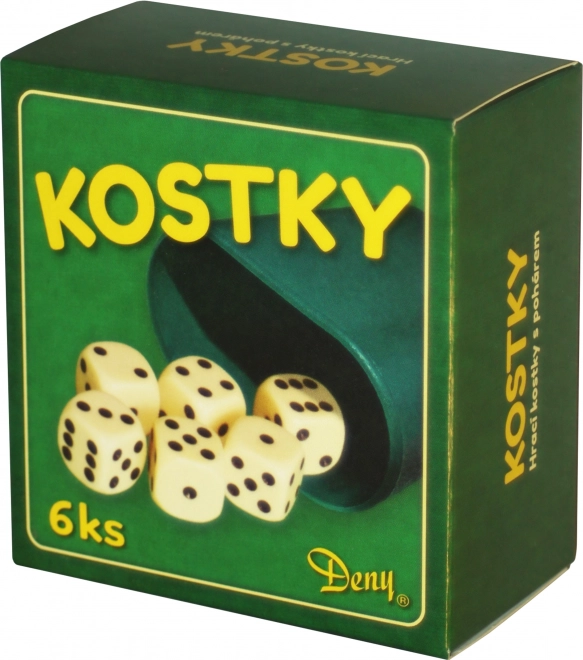 Λευκά ζάρια με κύπελλο, 6 τεμ.