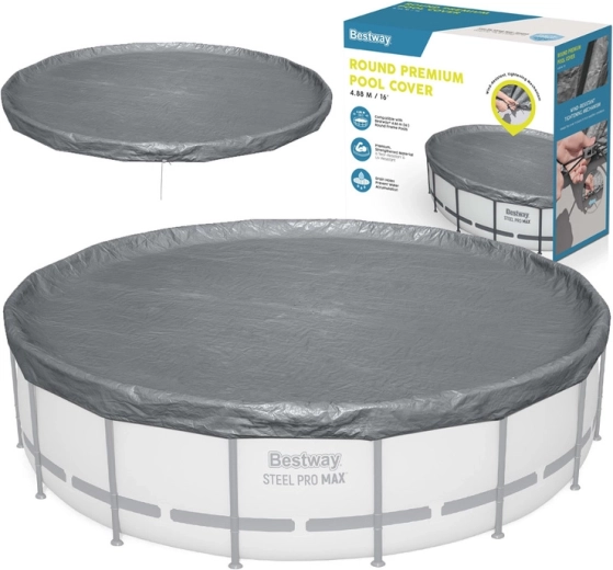 Bestway premium κάλυμμα πισίνας για στρογγυλή πισίνα 4,88 m