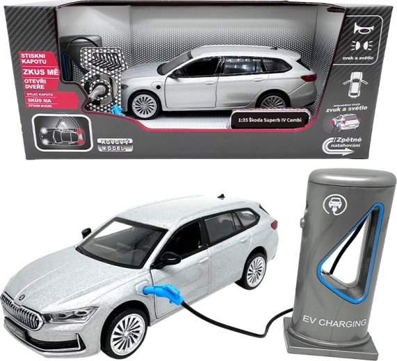 Μεταλλικό μοντέλο Škoda Superb IV Combi 1:35 με ήχους και φώτα, ασημί-γκρι