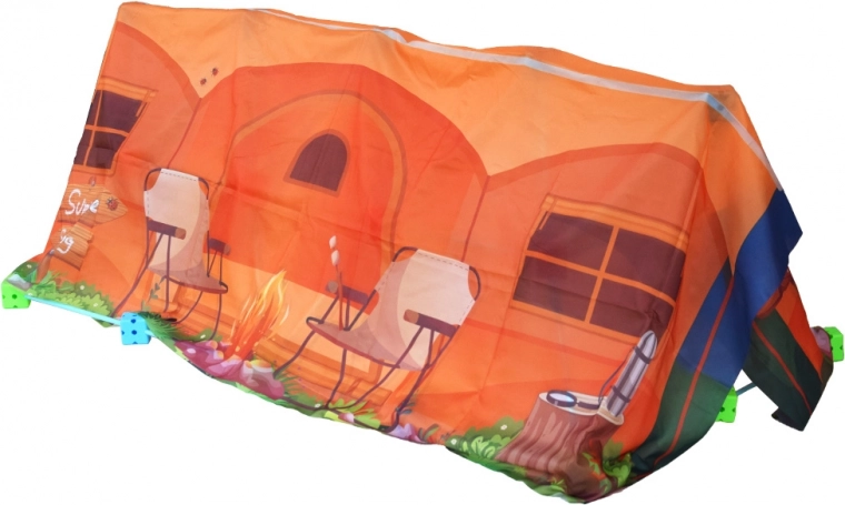 Κάλυμμα με στάμπα που μετατρέπει το πλαίσιο σε σκηνή