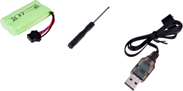 Επαναφορτιζόμενη μπαταρία 7,4 V και καλώδιο USB στη συσκευασία