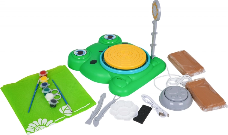 Παιχνιδιάρικη σχεδίαση βατράχου και πλήρης εξοπλισμός