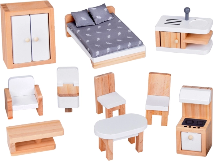 Πλούσιο σετ ξύλινων επίπλων