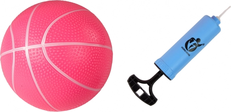 Ροζ μπάλα μπάσκετ και τρόμπα