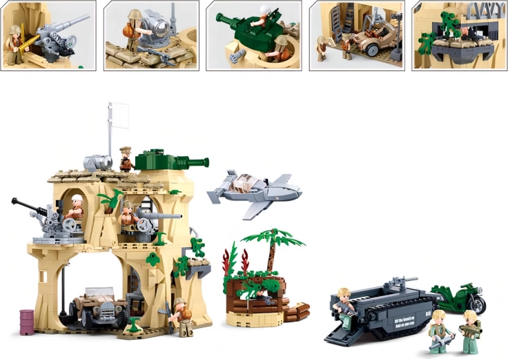 Μεγάλο οχυρό και οχήματα για δυναμικό παιχνίδι