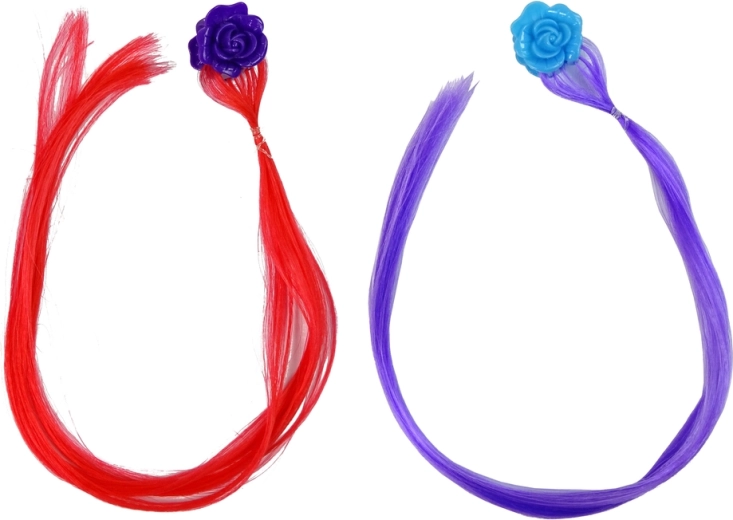 Πολύχρωμες τούφες με φουρκέτες-λουλούδια