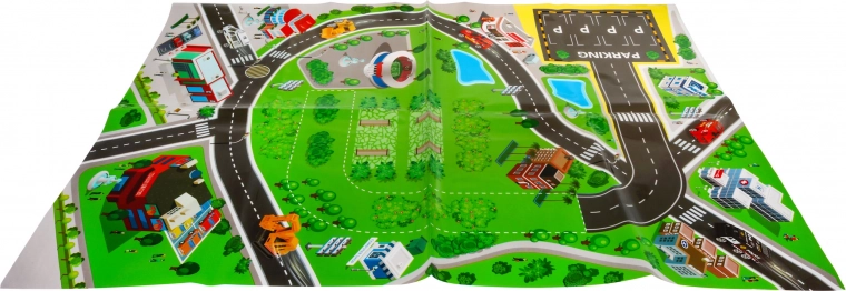 Μεγάλο χαλάκι παιχνιδιού με πόλη και δρόμους