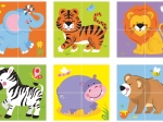 VIGA ξύλινα τουβλάκια Zoo – 6 εικόνες, 4 κομμάτια
